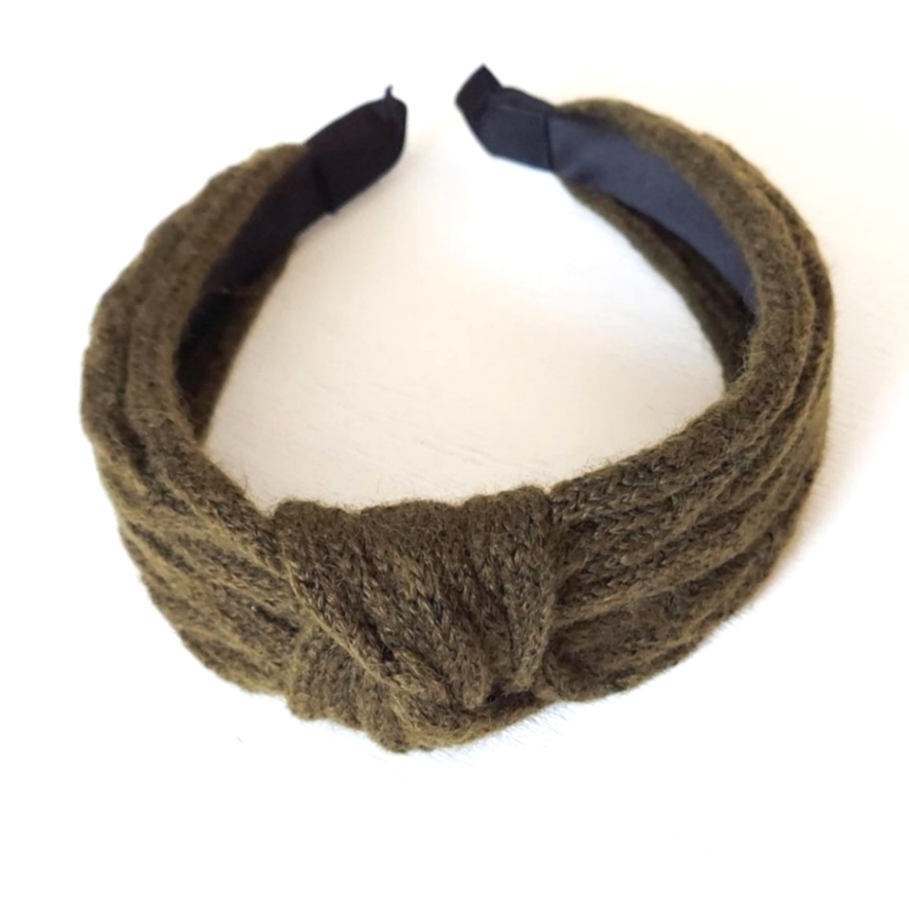 Sweater Top Knot Headband - Olive